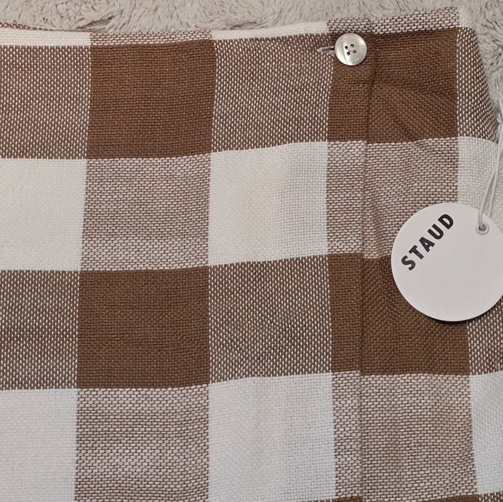 STAUD Tan and White Plaid Skirt - Picture 2 of 5